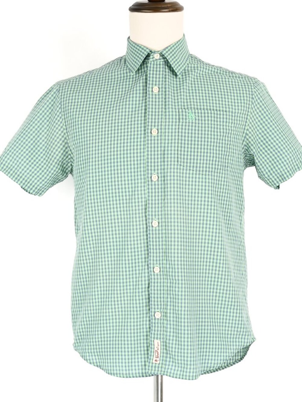 Green & Blue Checkered Original Penguin Button Up Shirt (Size: Small)